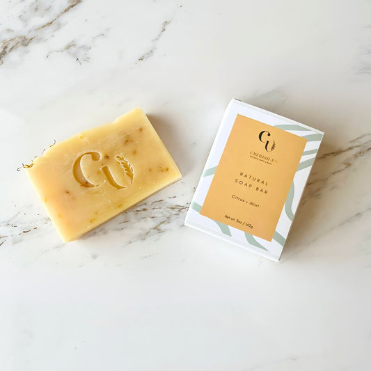 Refreshing all-natural Citrus + Mint Soap, combining invigorating citrus and mint essential oils for a rejuvenating and revitalizing cleanse. Cherish U®