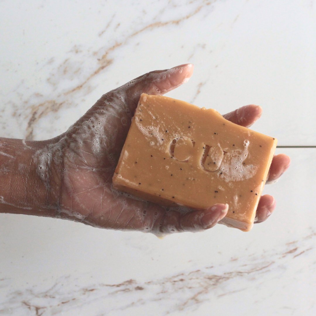 lemongrass and poppyseed natural soap bar