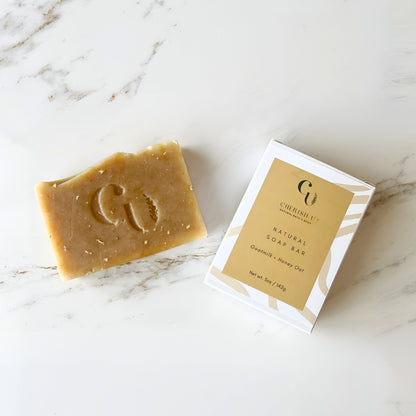 Nourishing Goat Milk + Honey Oat Soap, crafted with all-natural ingredients for a gentle and moisturizing cleanse, perfect for sensitive skin