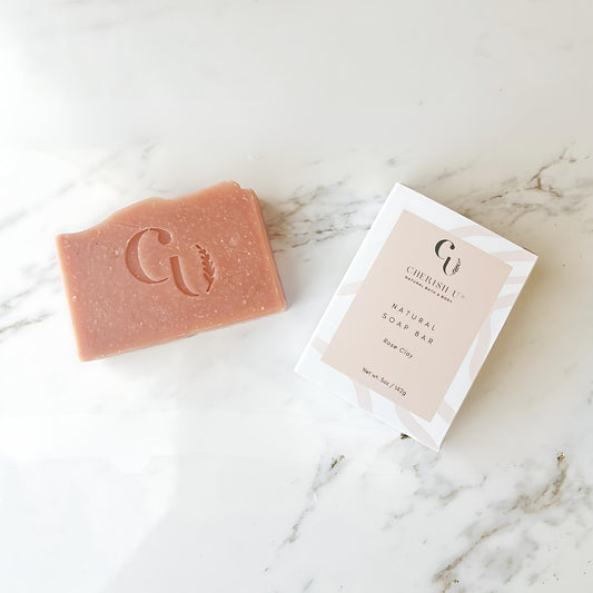 Gentle all-natural Rose Clay Soap, enriched with rose clay to purify and soften the skin, providing a luxurious and aromatic experience. Cherish U®