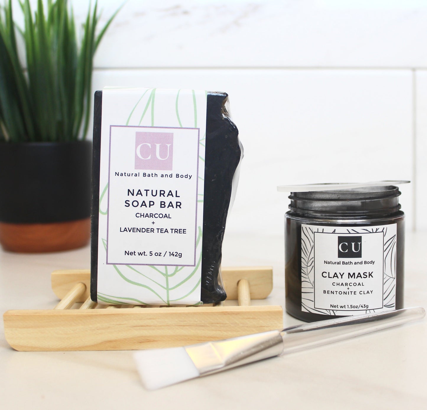 Charcoal Lavender and Tea Tree Soap and Clay mask set