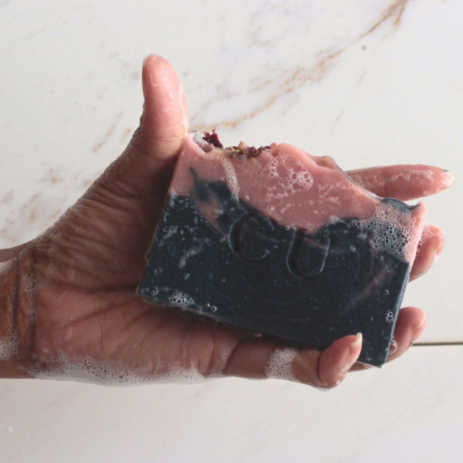 handcrafted charcoal and Rose natural soap bar